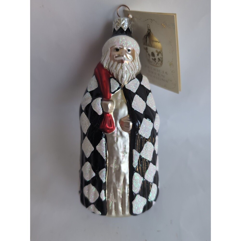 1997 Patricia Breen Saint Louis Santa Black and White Harlequin Ornament